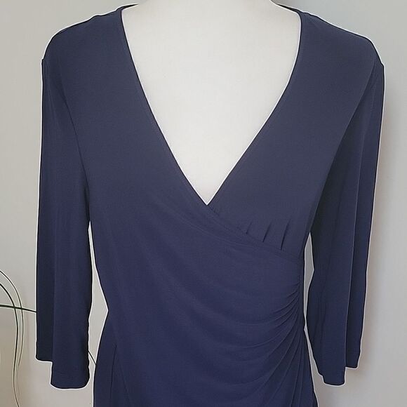 Laundry by Shelli Segal navy faux wrap dress - Picture 4 of 11